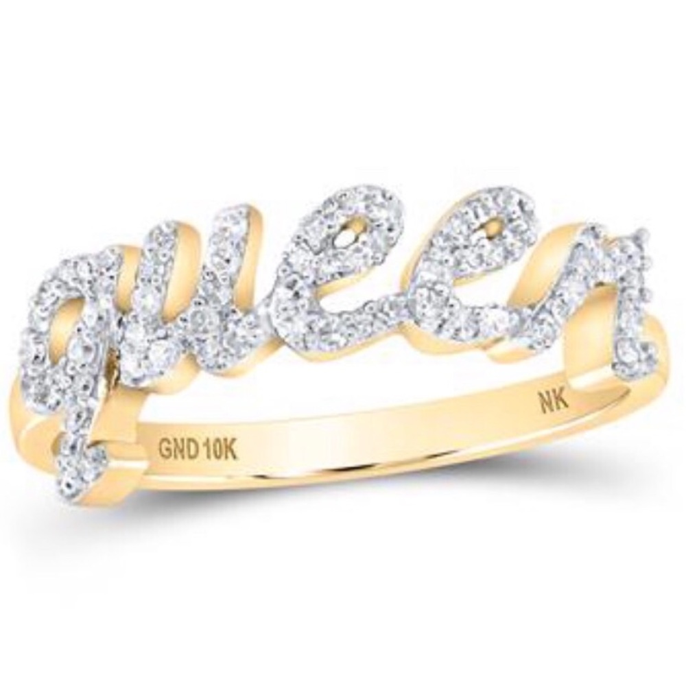 Beautiful 10k real gold si genuine diamond queen ring exclusive custom designed! - Picture 4 of 4